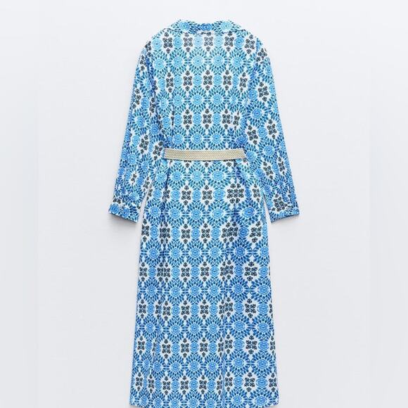 ZARA BELTED PRINTED DRESS - Picture 9 of 11